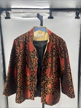 Black & Red Brocade Mandarin Jacket